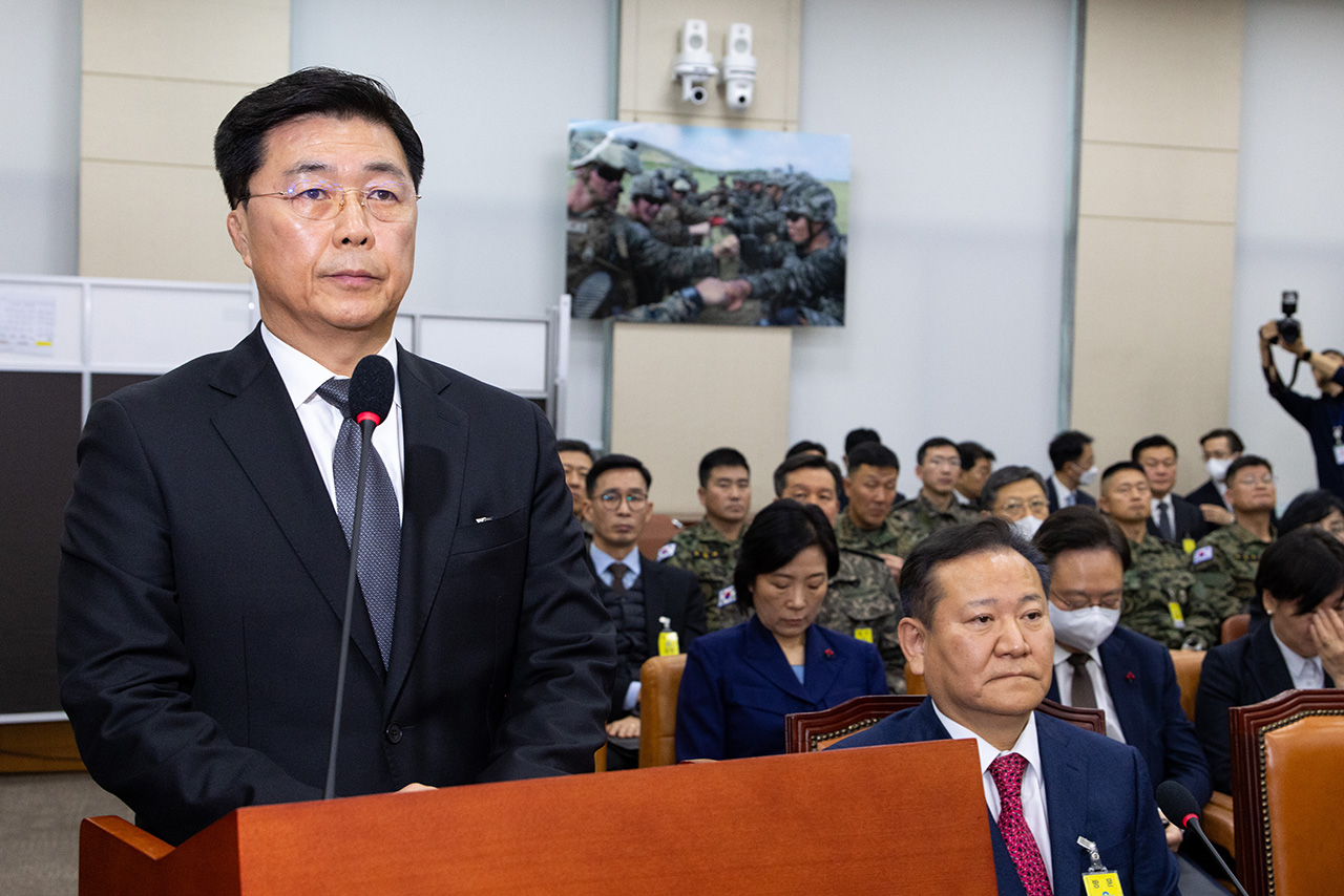 1월22일 국회 내란 국조특위 1차 청문회에 출석한 홍장원 전 국정원 1차장. ⓒ시사IN 신선영